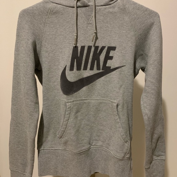 Grey Nike Sportswear Logo Hooded Sweatshirt - Picture 1 of 4
